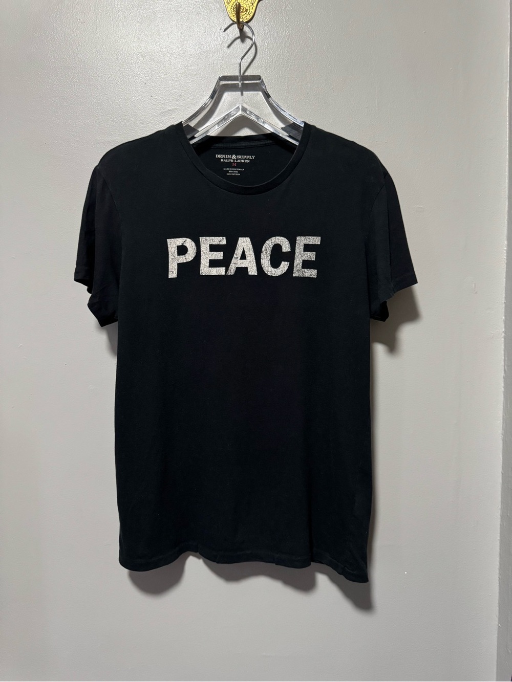 Denim & Supply Ralph Lauren PEACE Graphic T Shirt Black Mens M 2010s